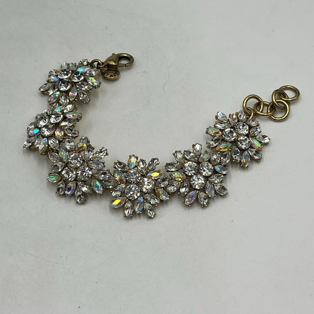 J. Crew Crystal Firework Cluster Glass‎ Rhinestone Statement Bling Bracelet